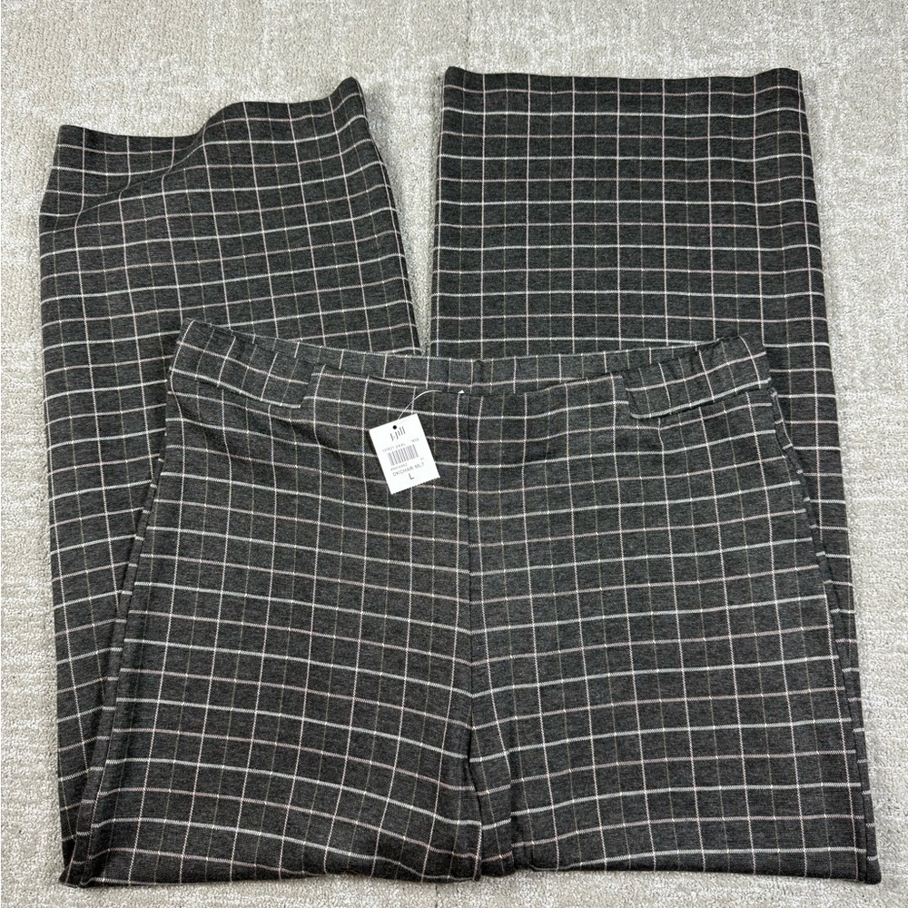 J. Jill NWT Ponte Full Wide Leg Cropped Pull On High Rise Windowpane Plaid NWT L
